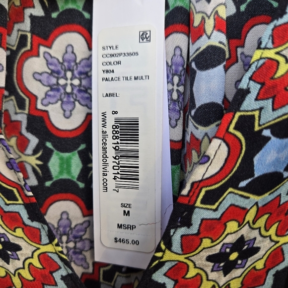 ALICE AND OLIVIA Arnette Lace-trimmed Printed Crepe De Chine Mini Dress Sz M - Picture 7 of 7